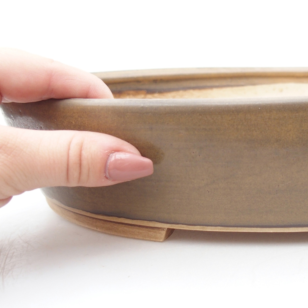 Bonsaischaal van keramiek 31,5 x 27,5 x 6 cm, bruin