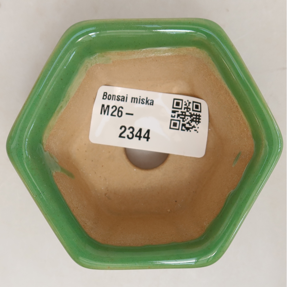 Bonsaischaal van keramiek 7,5 x 7 x 4 cm, groen