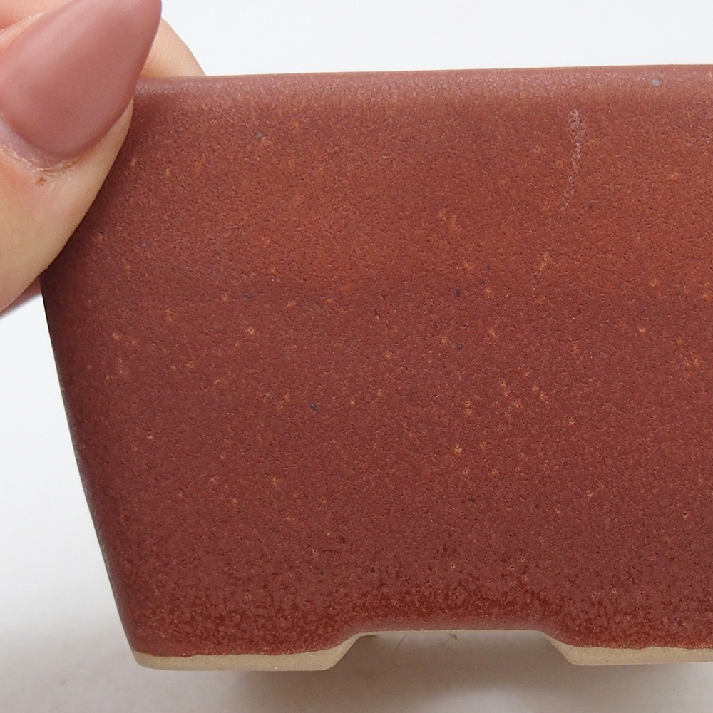 Bonsaischaal van keramiek 8,5 x 8,5 x 6 cm, bordeauxrood