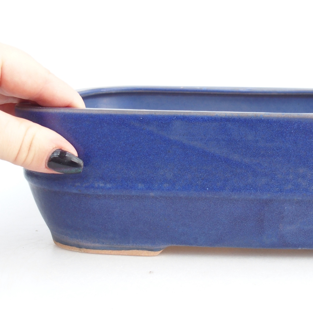 Bonsaischaal van keramiek 28,5 x 21 x 7,5 cm, kleur blauw