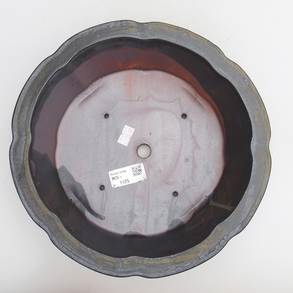 Bonsaischaal van keramiek 26 x 26 x 8 cm, grijsgroen