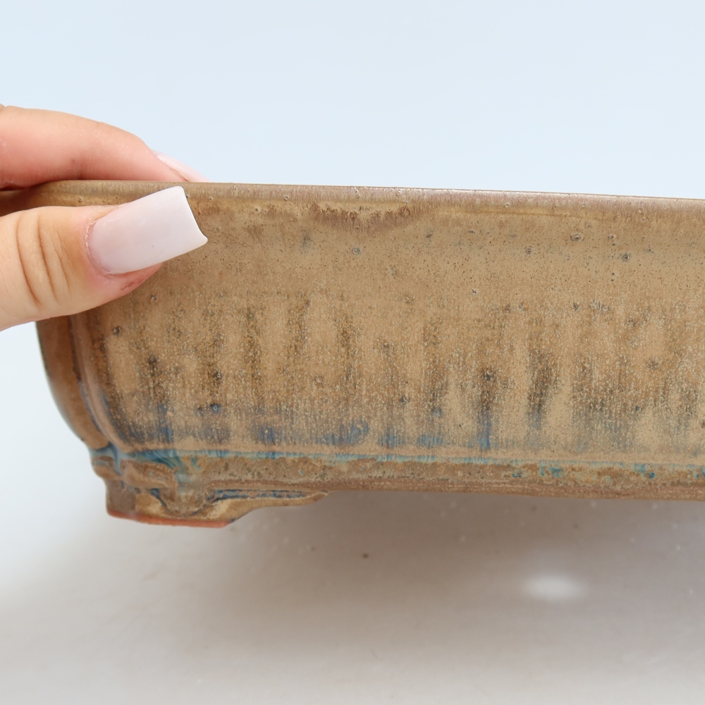 Bonsaischaal van keramiek 27,5 x 21,5 x 7 cm, kleur beige