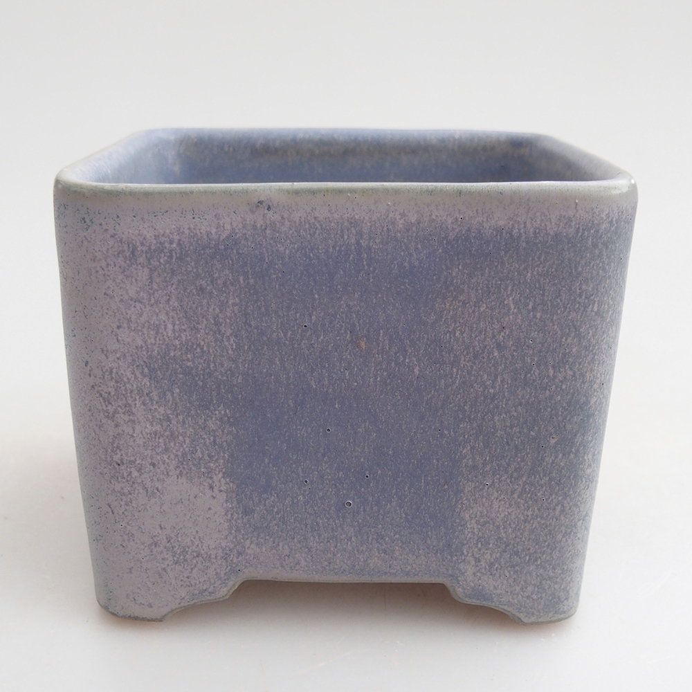 Bonsaischaal van keramiek 10 x 10 x 8 cm, kleur blauw