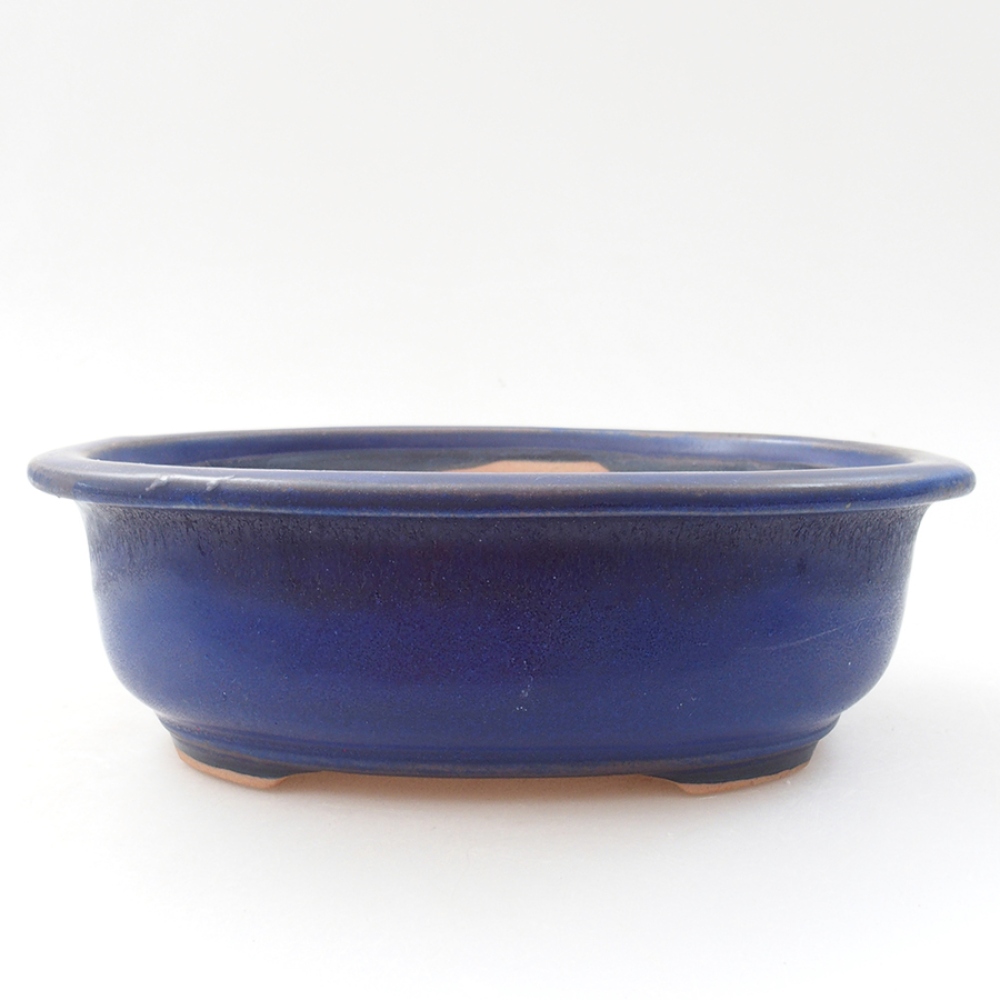 Bonsaischaal van keramiek 18 x 14,5 x 6 cm, kleur blauw