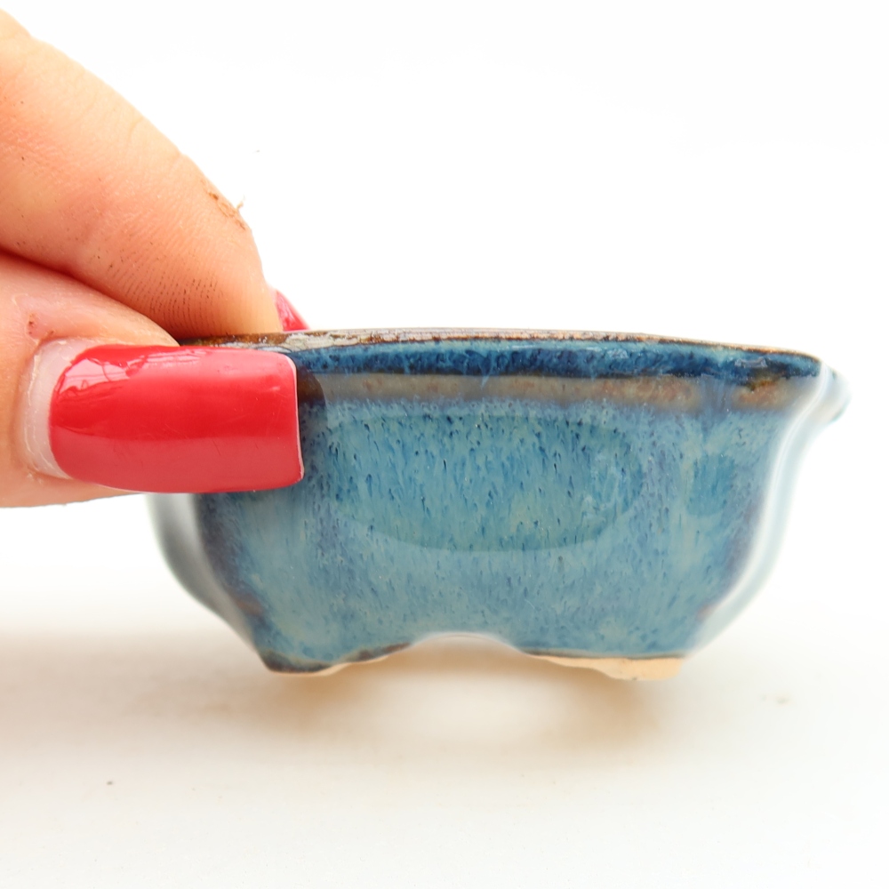 Keramische bonsaischaal 6,5 x 6,5 x 2,5 cm, kleur: blauw