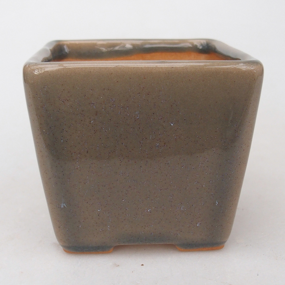 Bonsaischaal van keramiek 7,5 x 7,5 x 7 cm, grijs