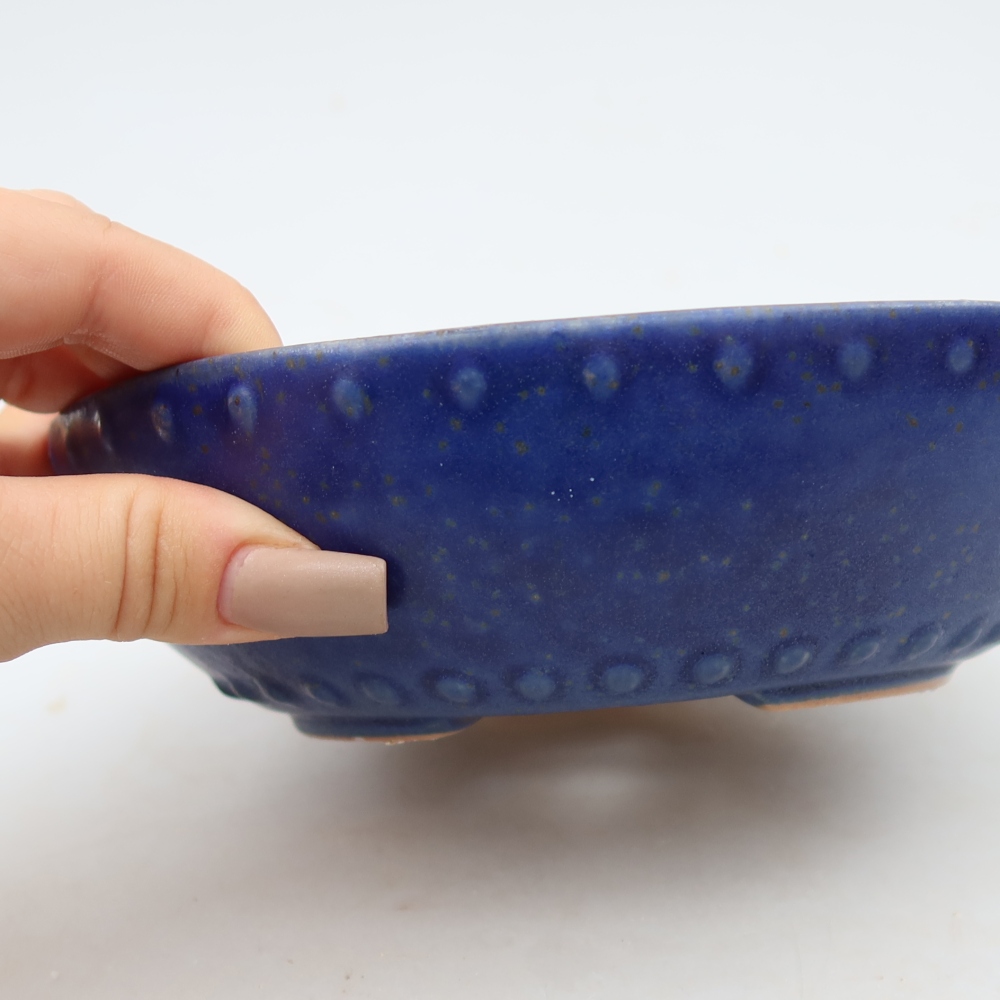 Keramische bonsaipot 17 x 17 x 5 cm, kleur: blauw