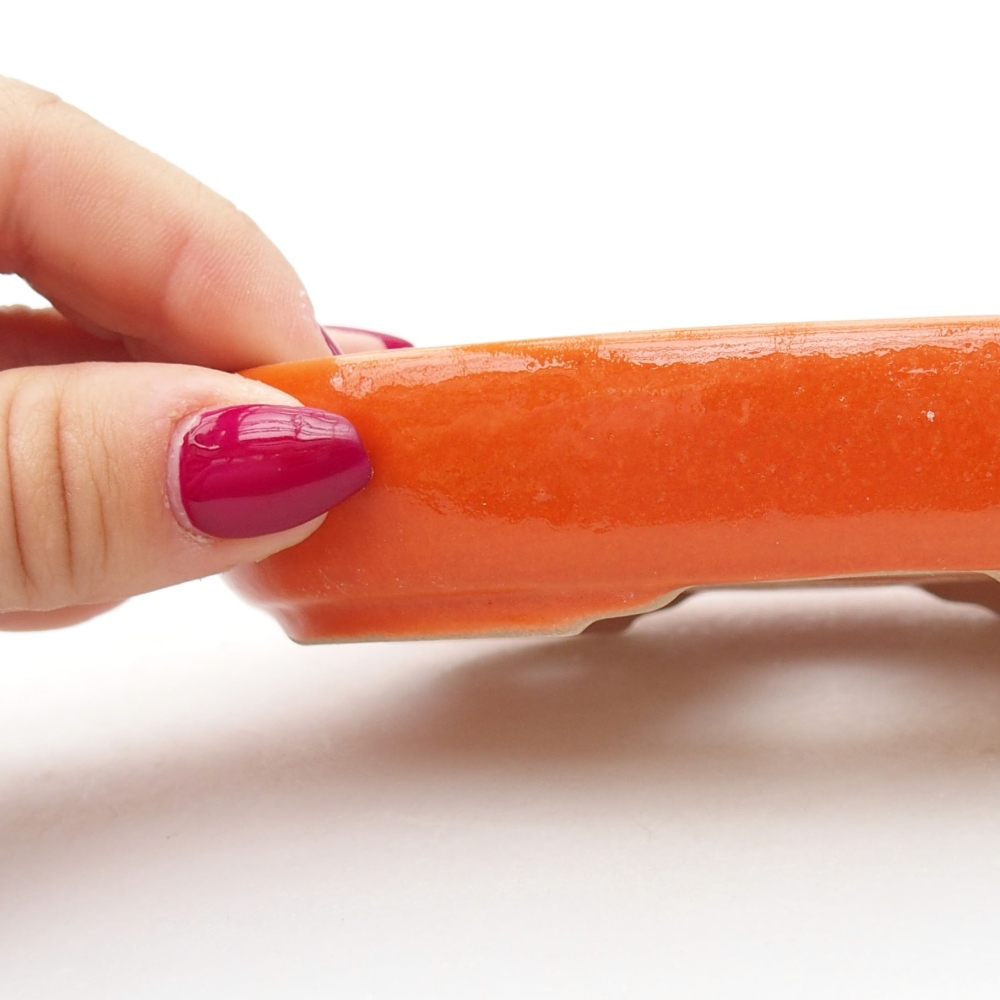 Bonsaischaal van keramiek 13 x 10 x 2,5 cm, oranje