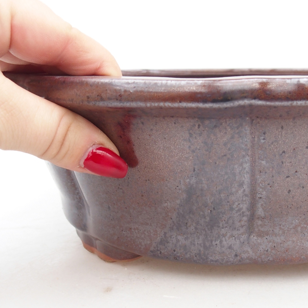 Bonsaischaal van keramiek 26,5 x 26,5 x 8,5 cm, bruin