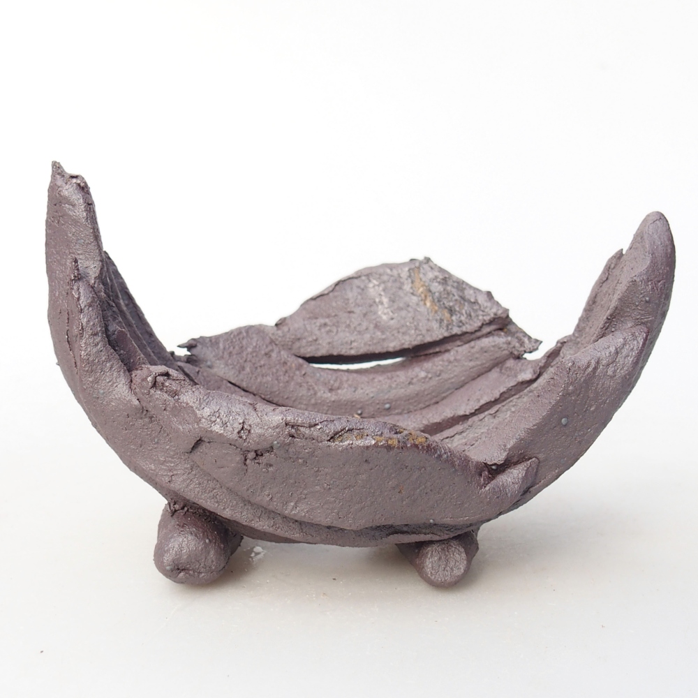 Keramische schaal 10 x 7,5 x 7 cm , metaalkleur