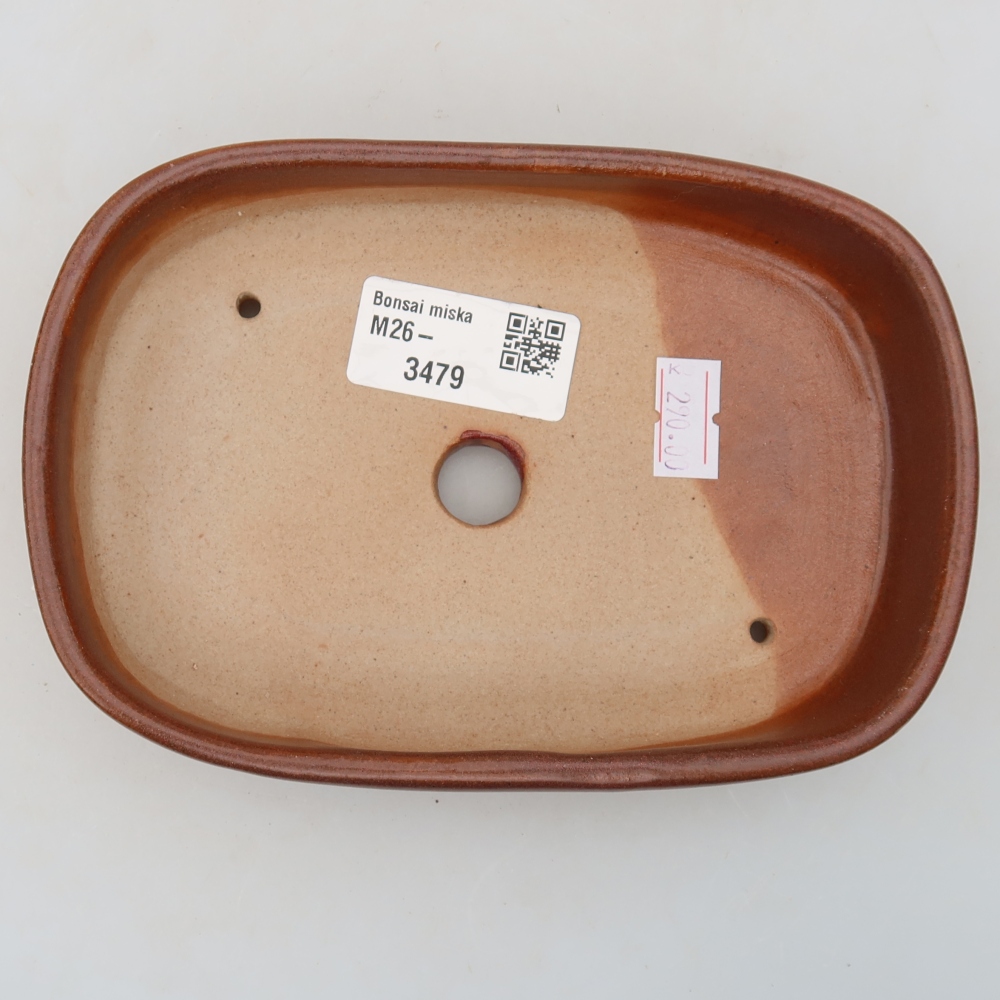 Keramische bonsaischaal 16 x 11 x 3,5 cm, kleur bordeauxrood