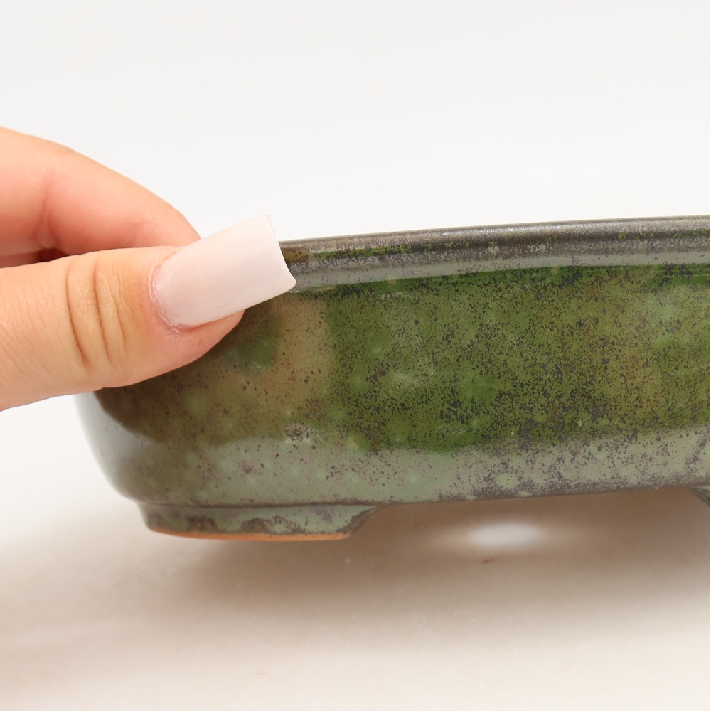 Keramische bonsaipot 19 x 14,5 x 5 cm, kleur groen