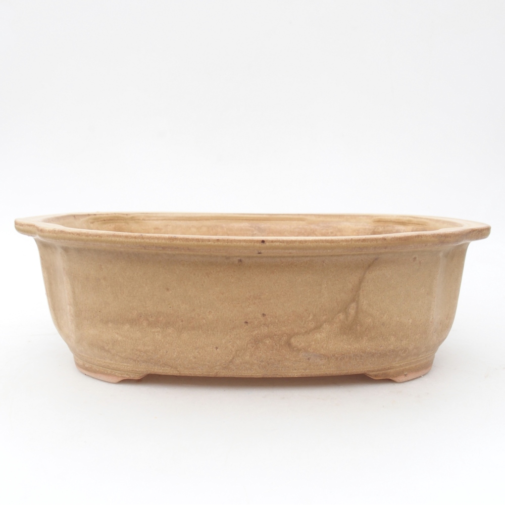 Bonsaischaal van keramiek 25 x 21 x 7,5 cm, kleur beige