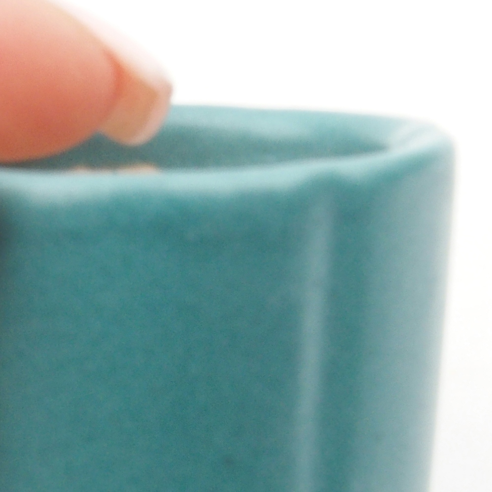 Bonsaischaal van keramiek 6,5 x 5,5 x 4 cm, kleur blauw