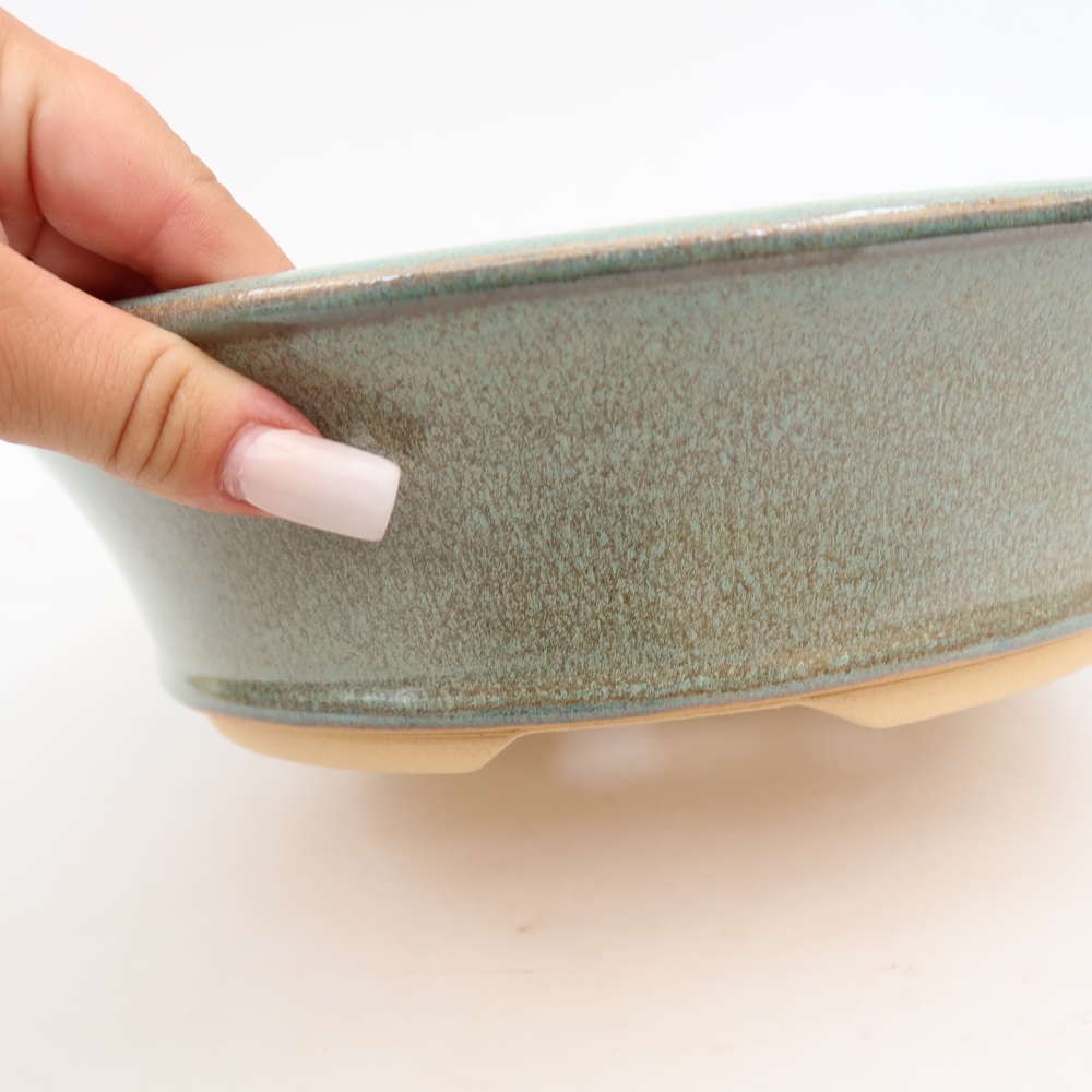 Keramische bonsaipot 27 x 27 x 7,5 cm, kleur groen