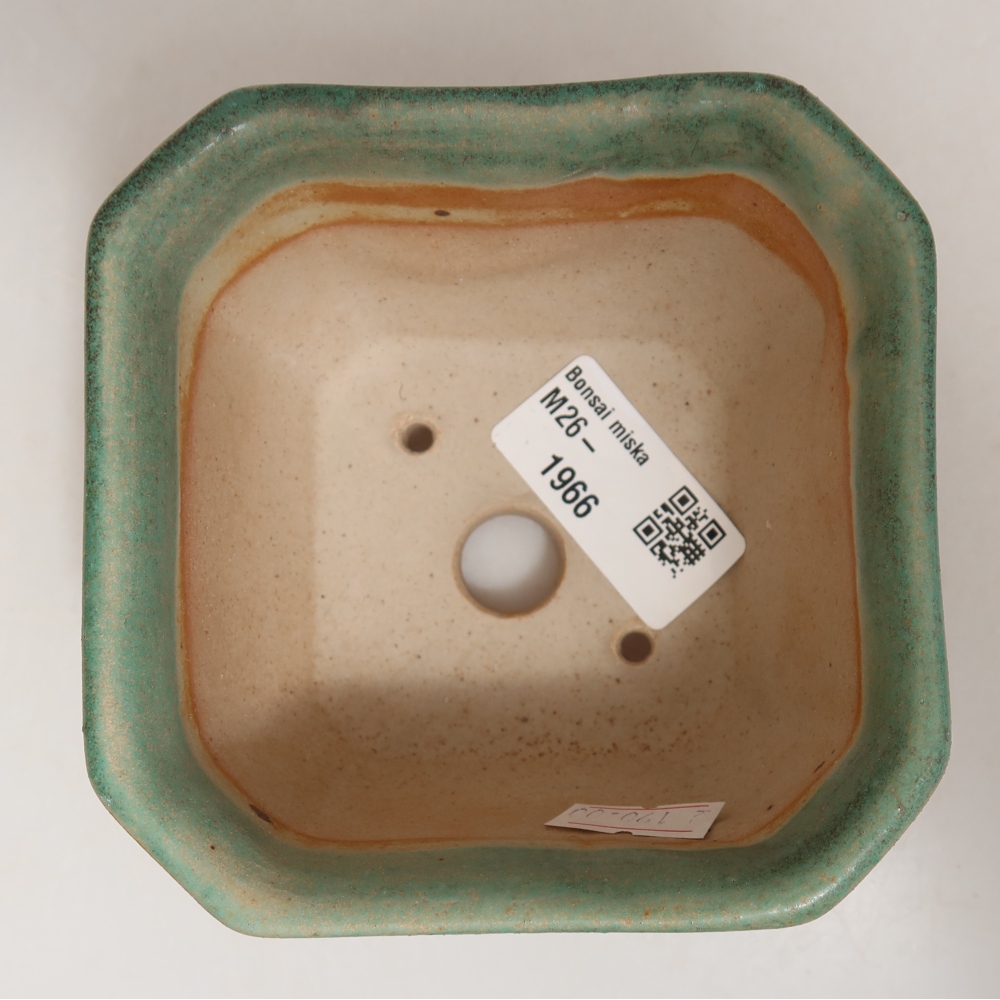 Keramische bonsaipot 10 x 10 x 6,5 cm, kleur groen