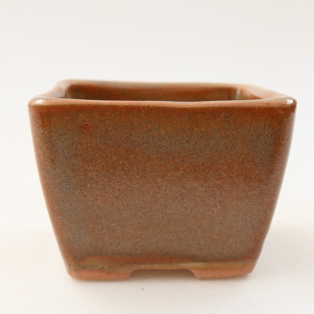 Keramische bonsaipot 6,5 x 6,5 x 5 cm, kleur bruin