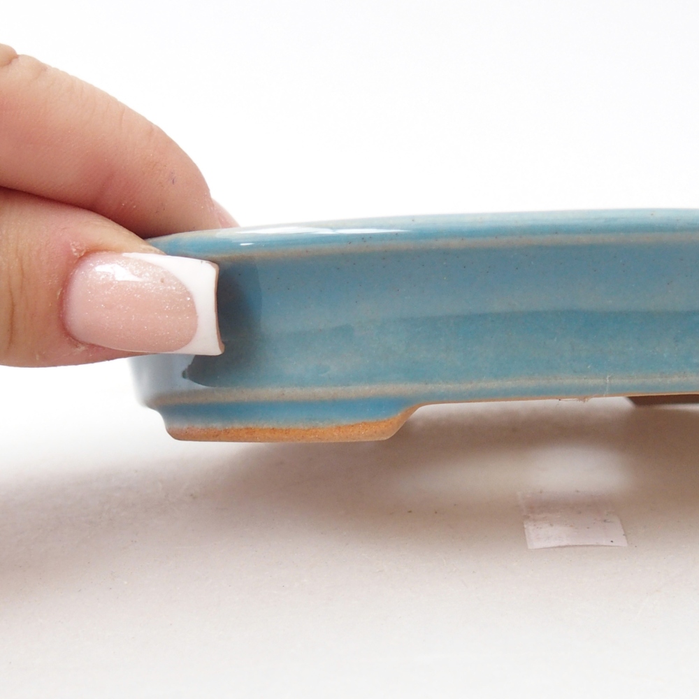 Bonsaischaal van keramiek 12,5 x 10,5 x 2 cm, kleur blauw