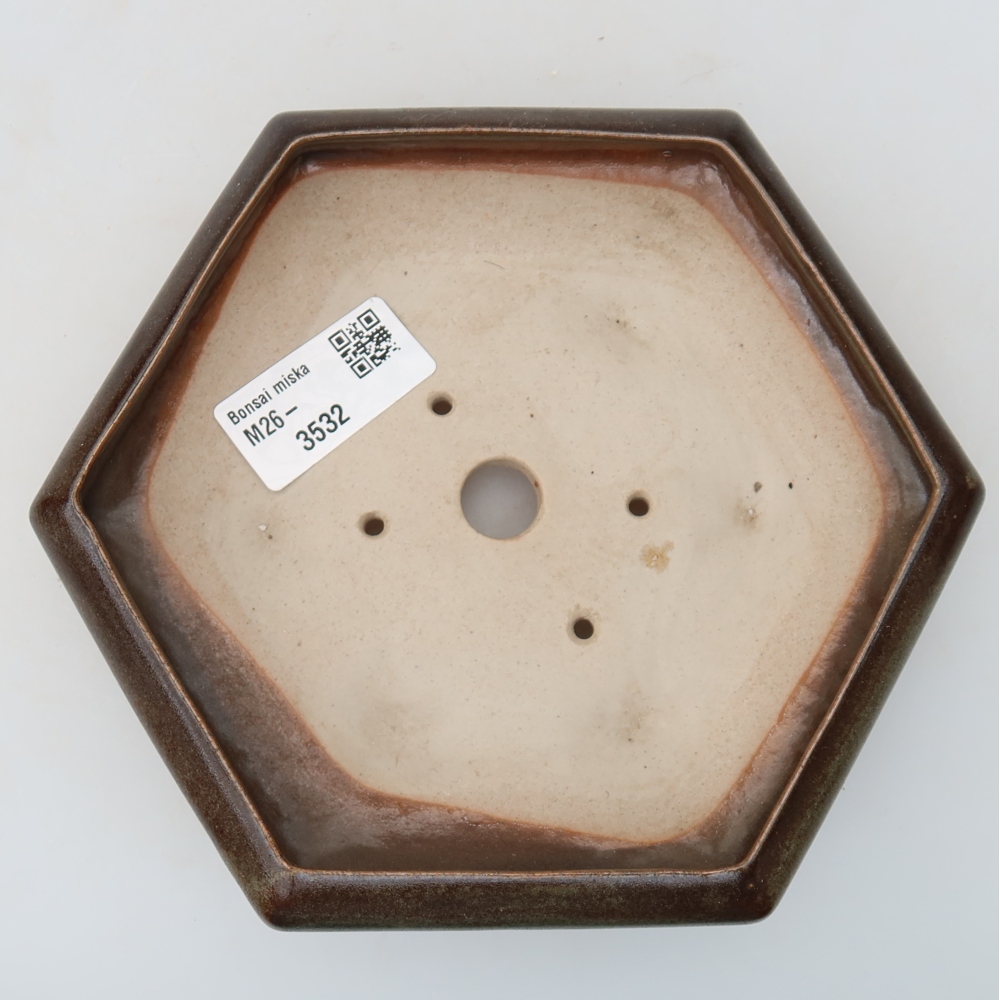 Bonsaischaal van keramiek 17 x 15 x 4 cm, bruin