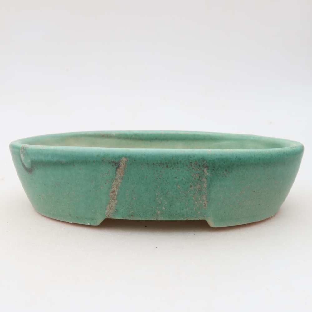 Bonsaischaal van keramiek 17 x 14 x 4 cm, groen