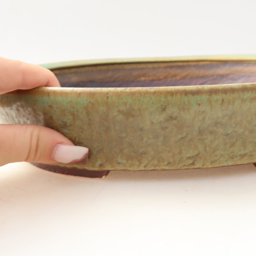 Bonsaischaal van keramiek 27 x 24 x 6 cm, groen
