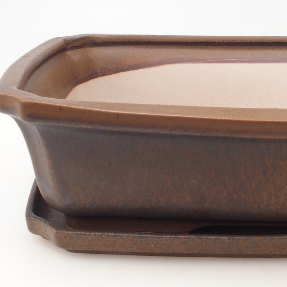 Bonsai kom + schotel H07 - 30 x 20,5 x 8 cm - bruin