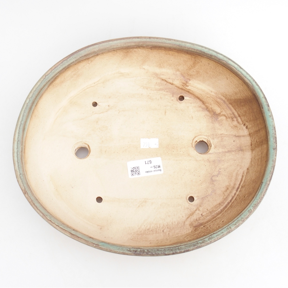 Bonsaischaal van keramiek 28,5 x 25 x 6 cm, groen