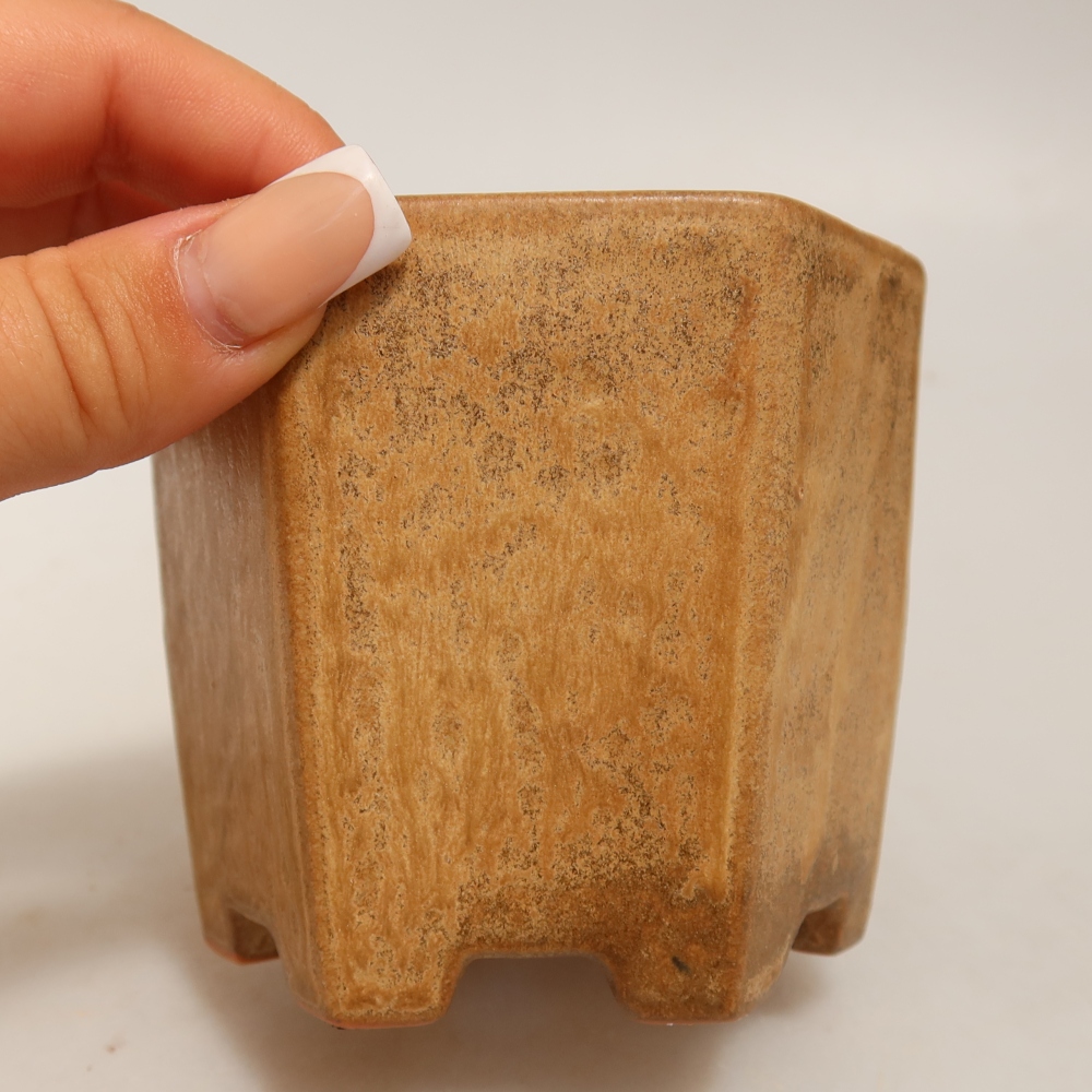 Keramische bonsaischaal 9 x 8,5 x 8 cm, kleur: beige