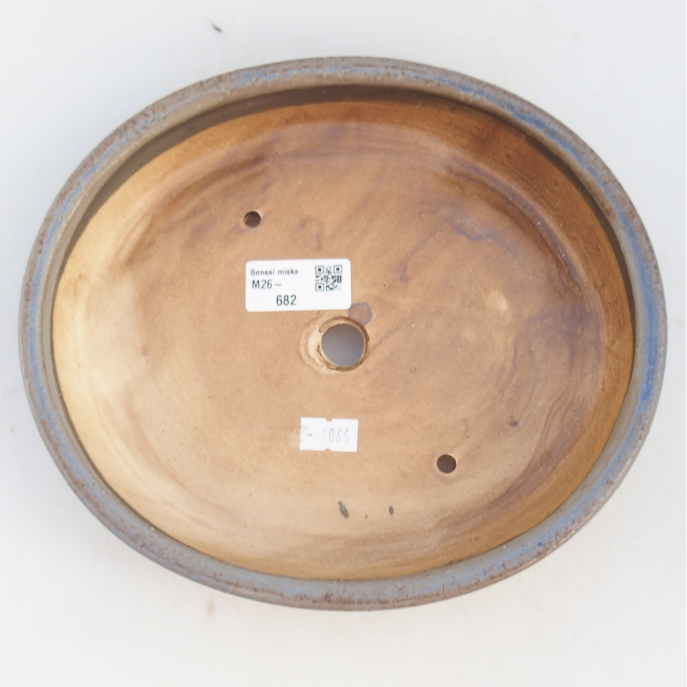 Bonsaischaal van keramiek 23 x 20 x 4,5 cm, kleur blauw