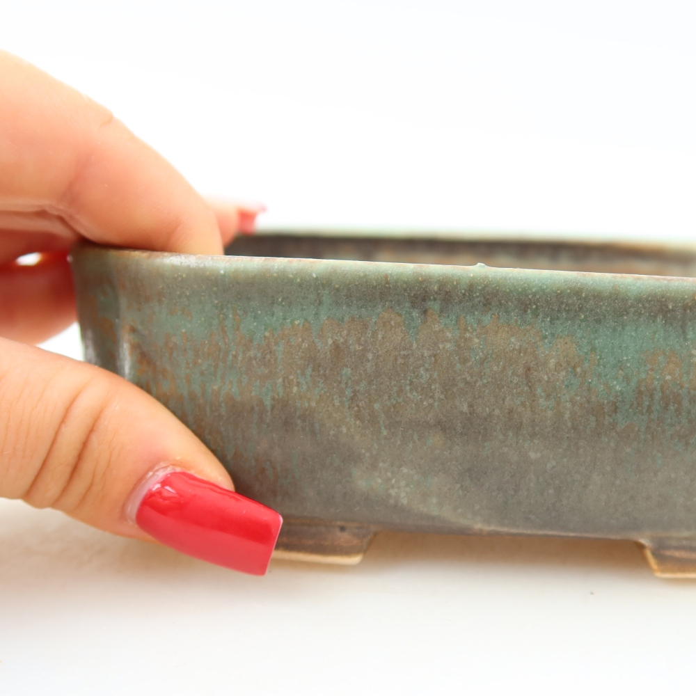 Keramische bonsaipot 13,5 x 12 x 4 cm, kleur groen