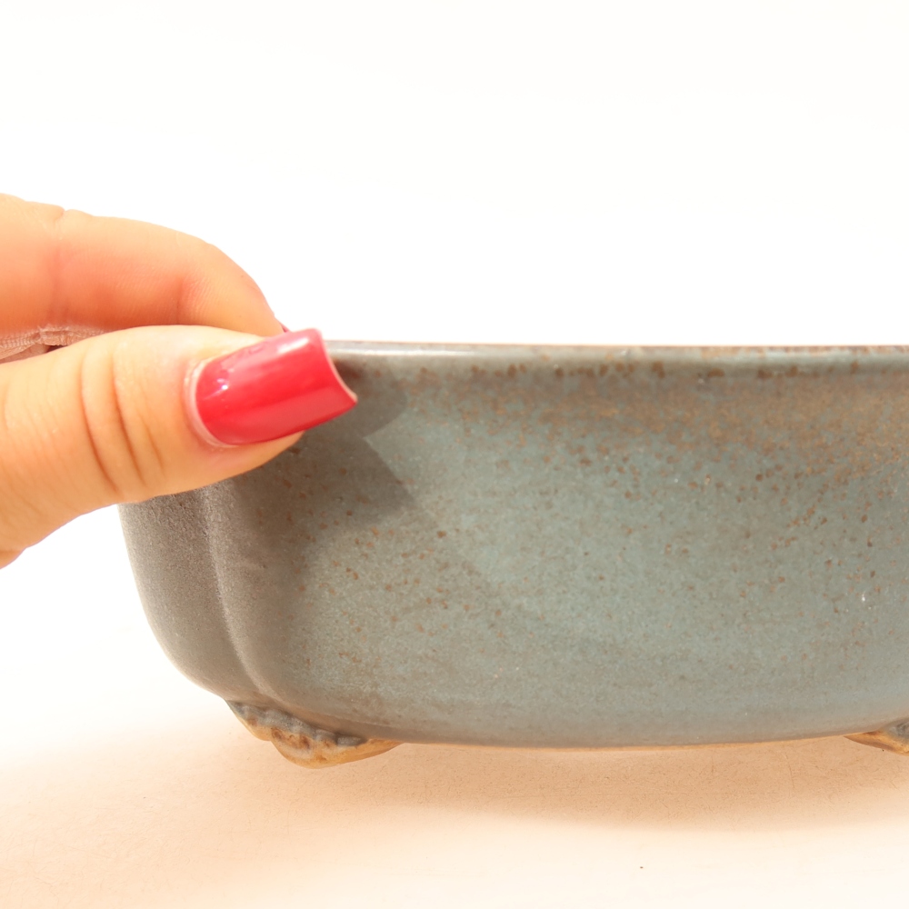 Keramische bonsaipot 18,5 x 16,5 x 6 cm, kleur: blauw