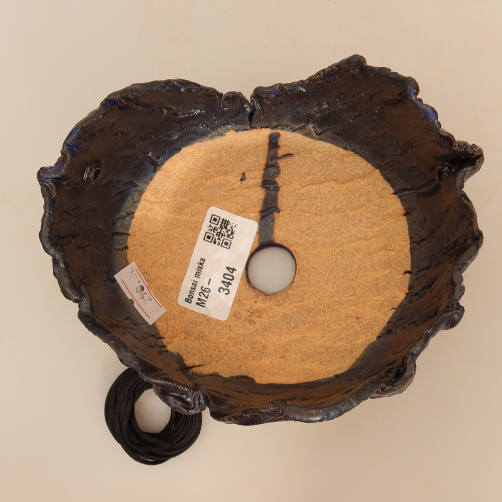 Keramische schaal voor kokedama, 14 x 12 x 7 cm, kleur: blauw