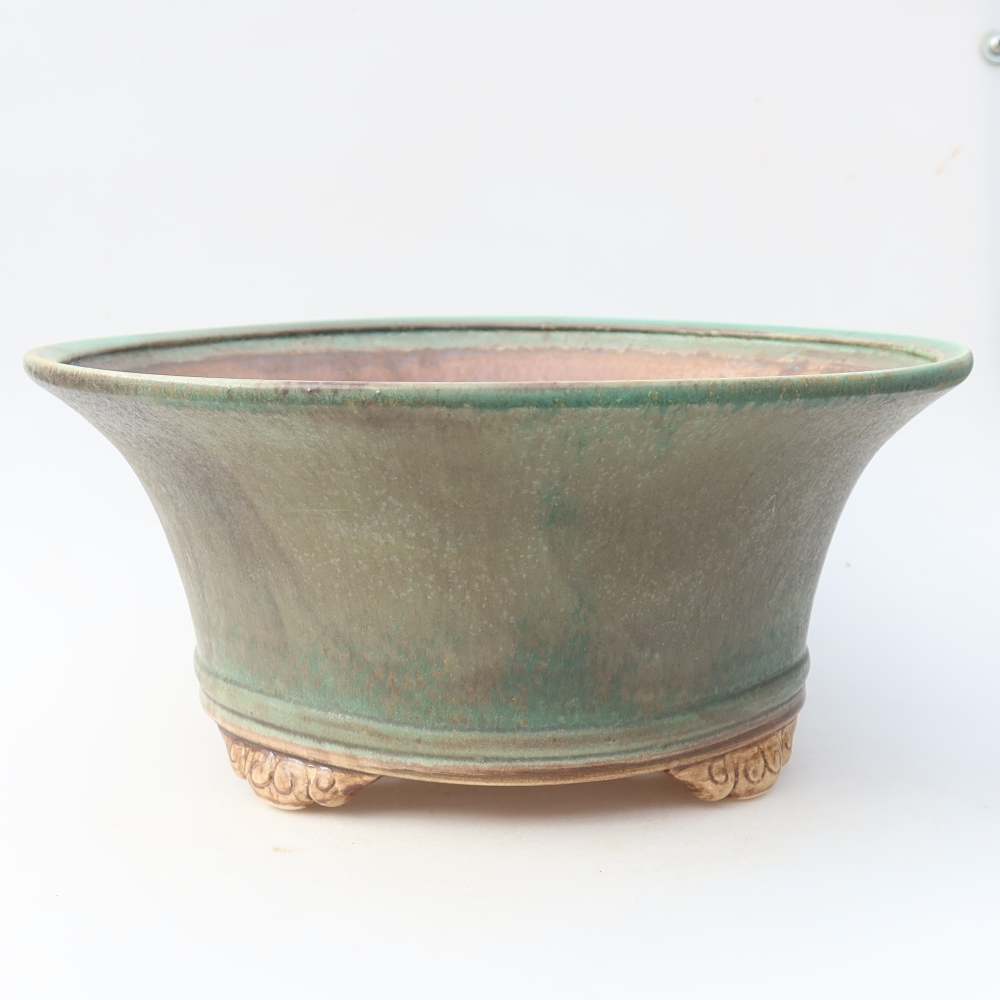 Keramische bonsaipot 31,5 x 31,5 x 14,5 cm, kleur: groen