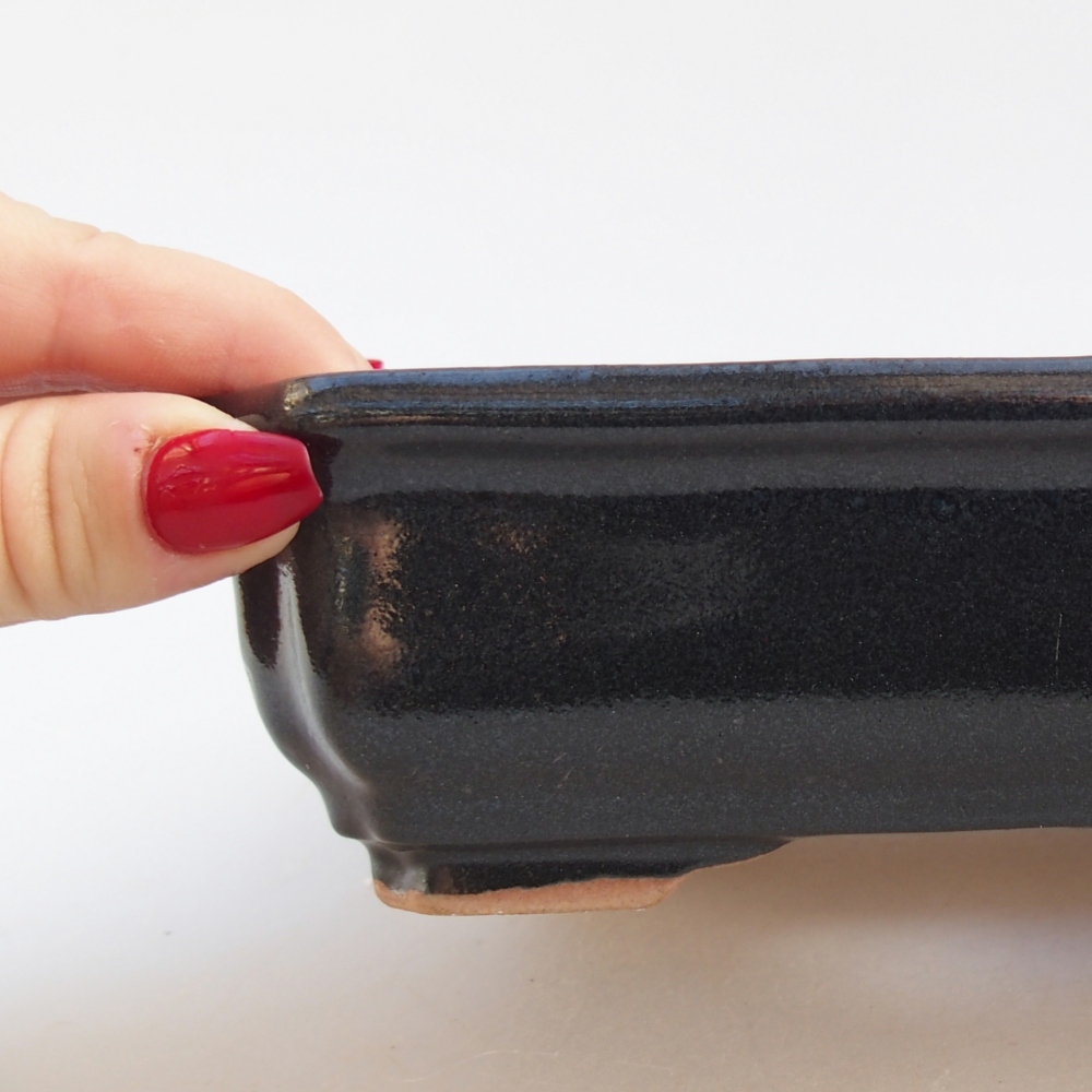 Bonsaischaal van keramiek 26 x 26 x 8 cm, kleur rood