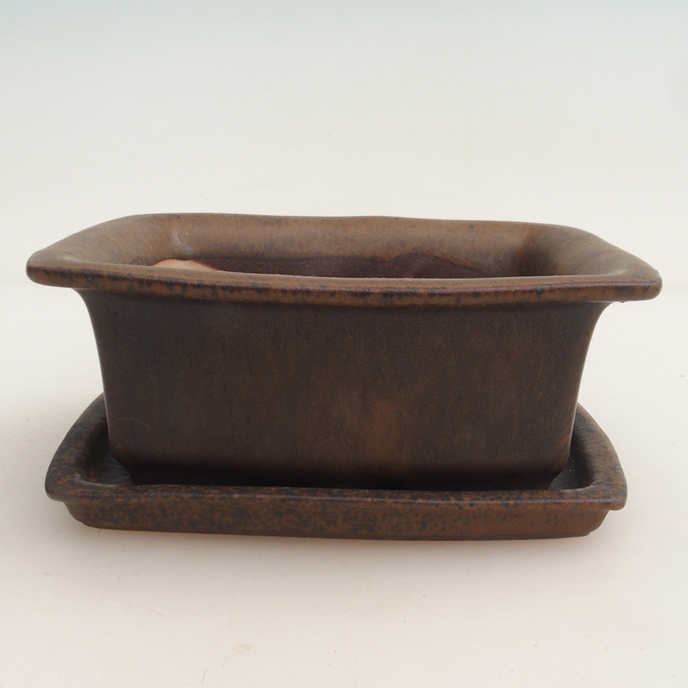 Bonsai kom + schotel H11 - 11,5 x 10 x 4 cm - bruin