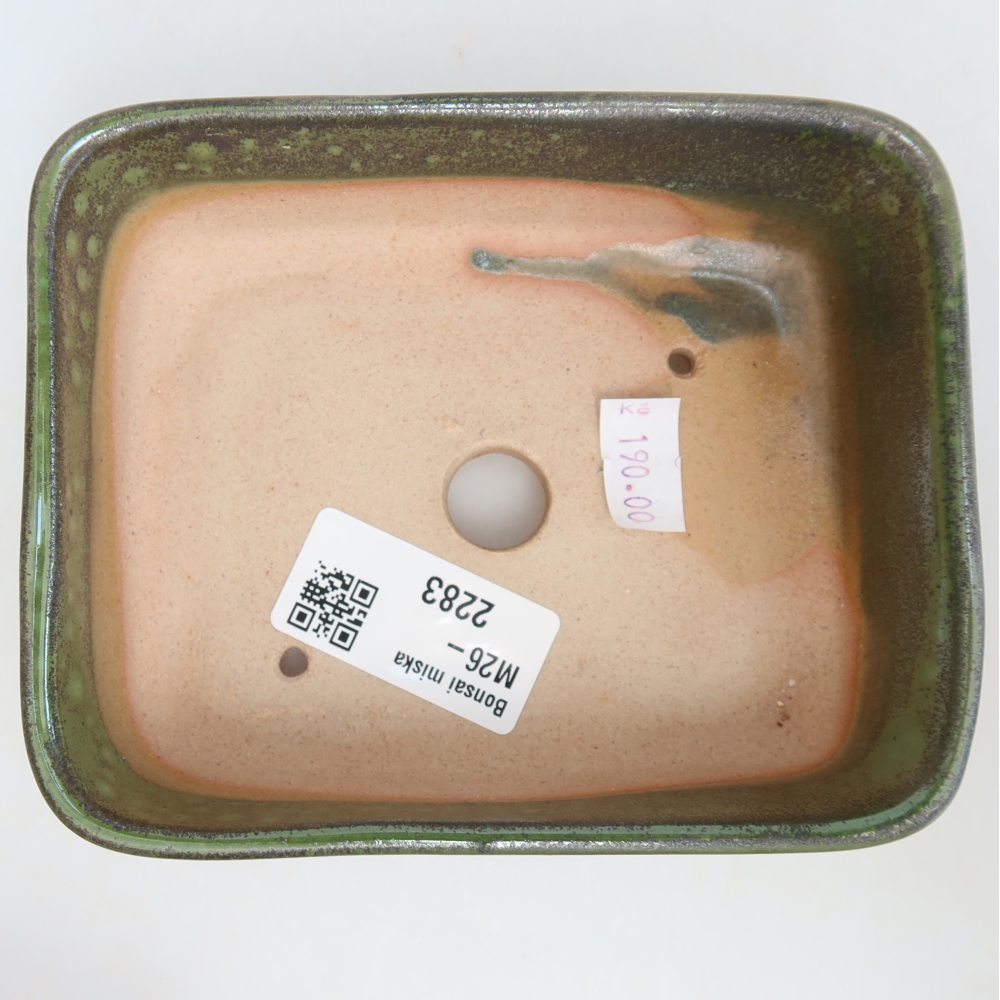 Keramische bonsaipot 12,5 x 9,5 x 4 cm, kleur groen