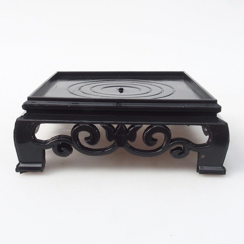 Bonsai tafel plastic vierkant 11 x 11 x 3,5 cm, kleur zwart