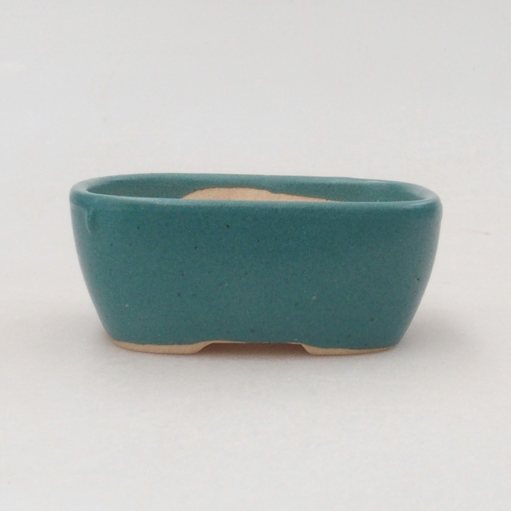 Bonsaischaal van keramiek 6,5 x 5,5 x 4 cm, kleur blauw