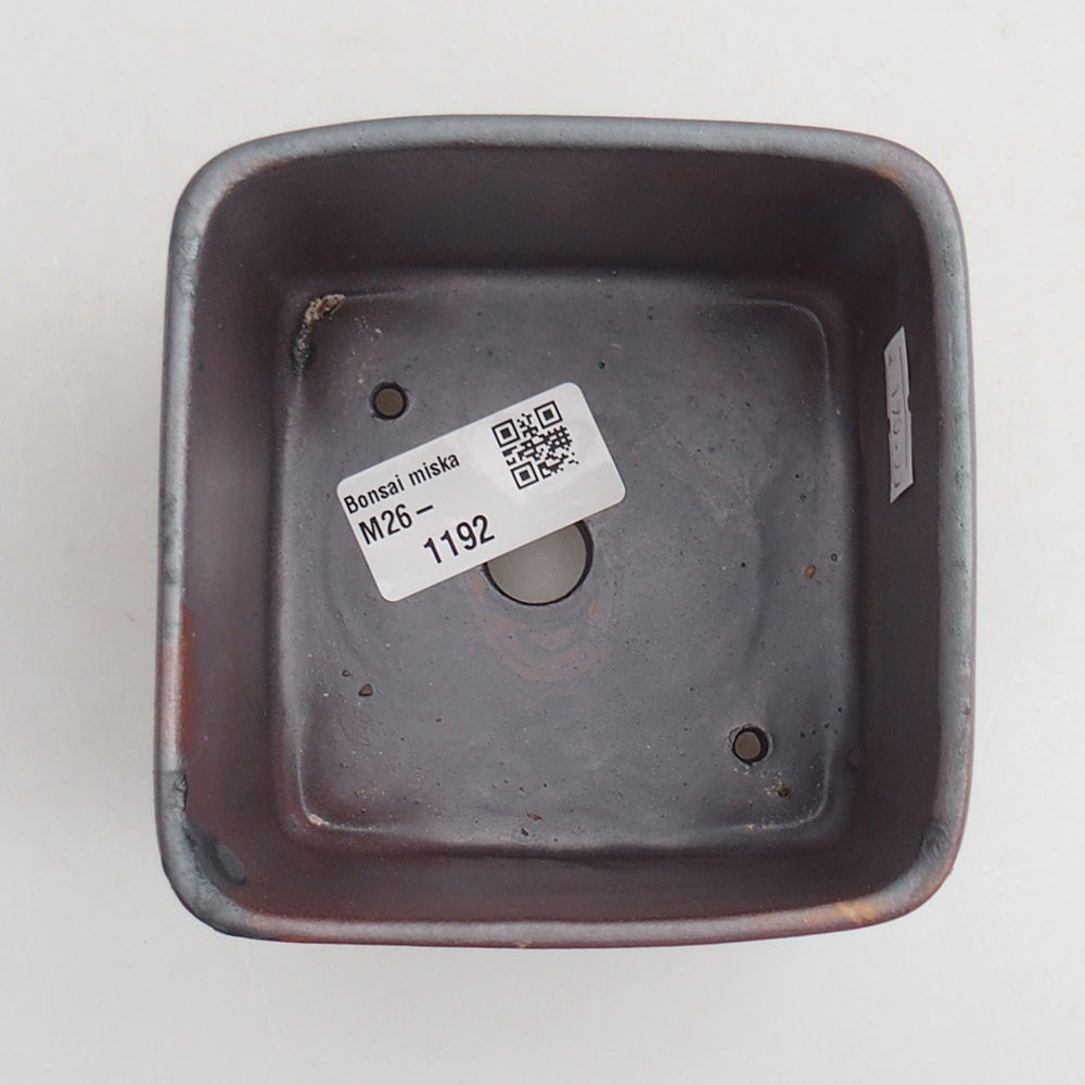 Bonsaischaal van keramiek 10 x 10 x 8 cm, metaalkleur