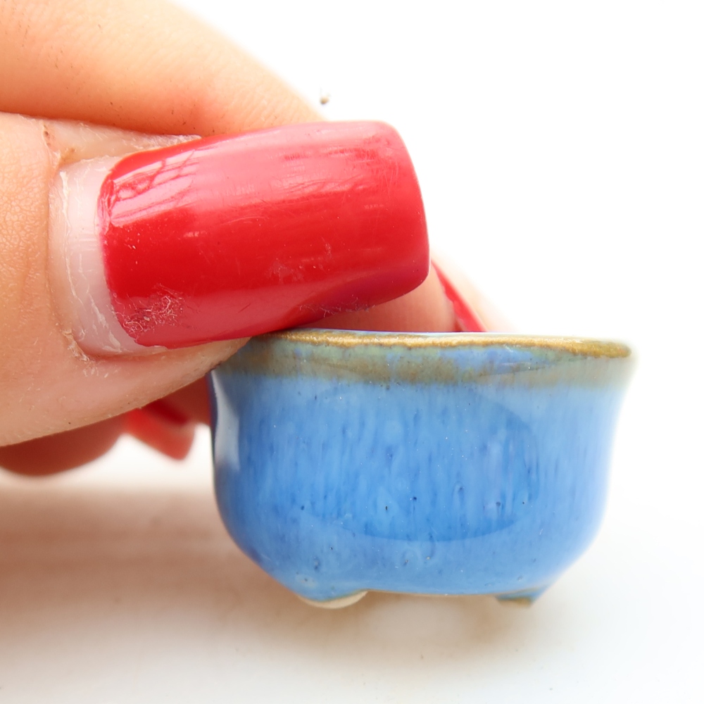 Keramische bonsaipot 2,5 x 2,5 x 2 cm, kleur blauw