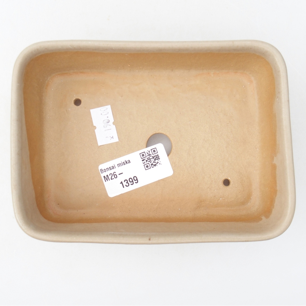 Bonsaischaal van keramiek 14,5 x 10,5 x 4,5 cm, kleur beige