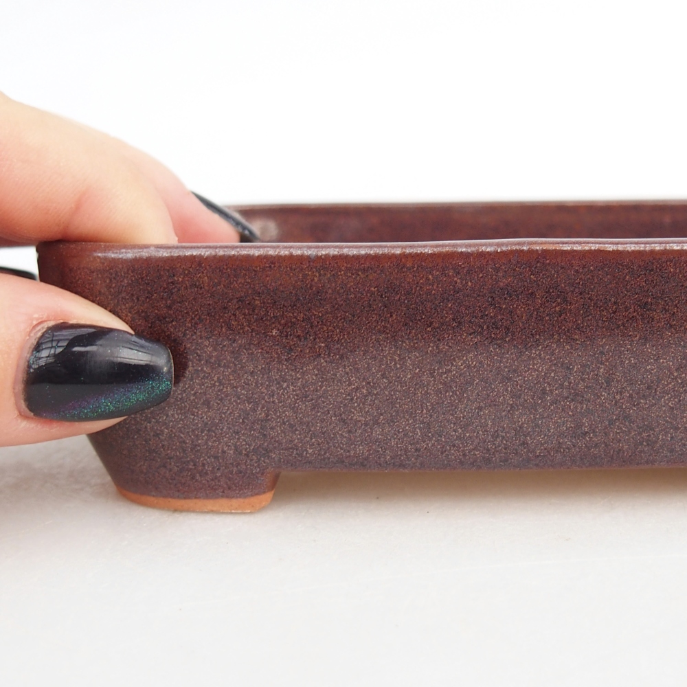 Bonsaischaal van keramiek 12,5 x 9,5 x 3,5 cm, bruin