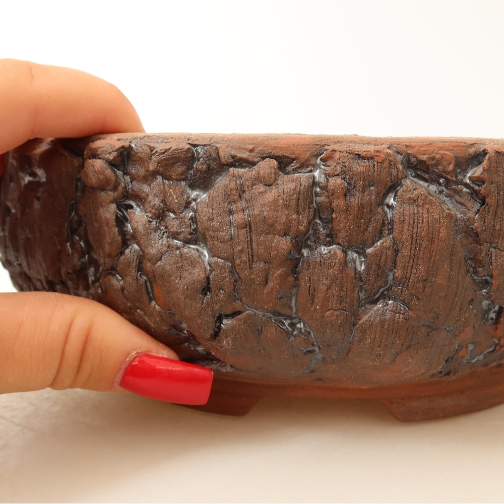 Keramische bonsaipot 17,5 x 17,5 x 6,5 cm, kleur bruin