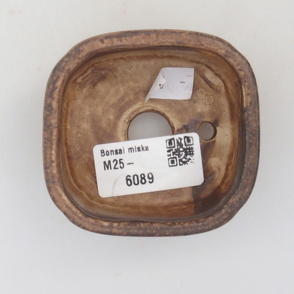 Bonsaischaal van keramiek 10 x 8,5 x 4 cm, bruin
