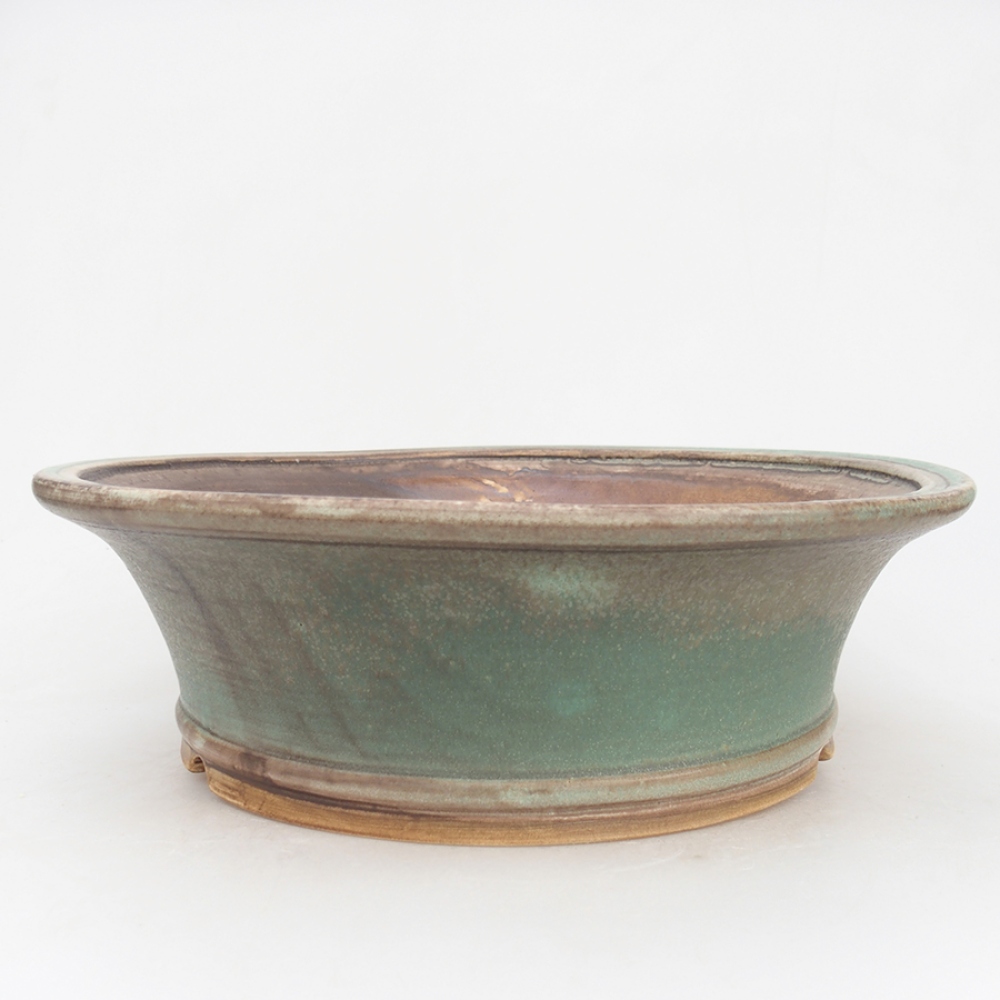 Bonsaischaal van keramiek 24,5 x 28,5 x 8,5 cm, groen