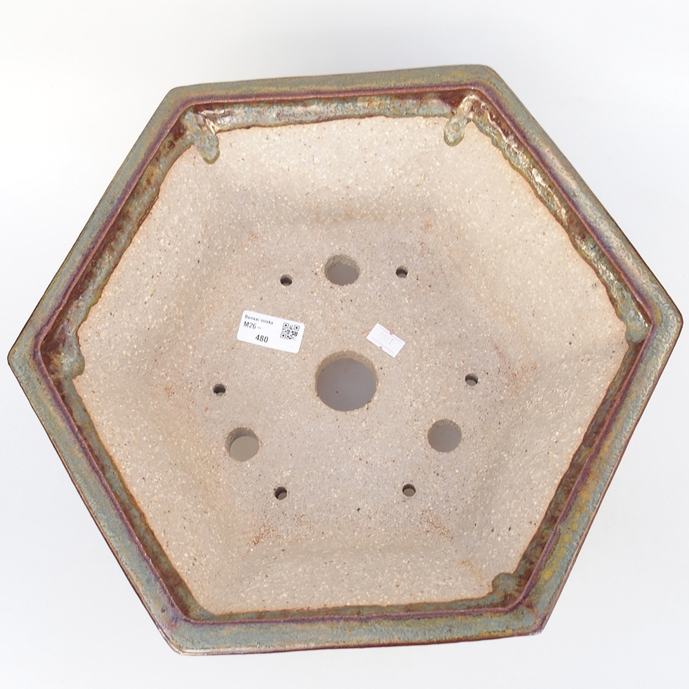 Bonsaischaal van keramiek 36 x 31,5 x 14 cm, bruin