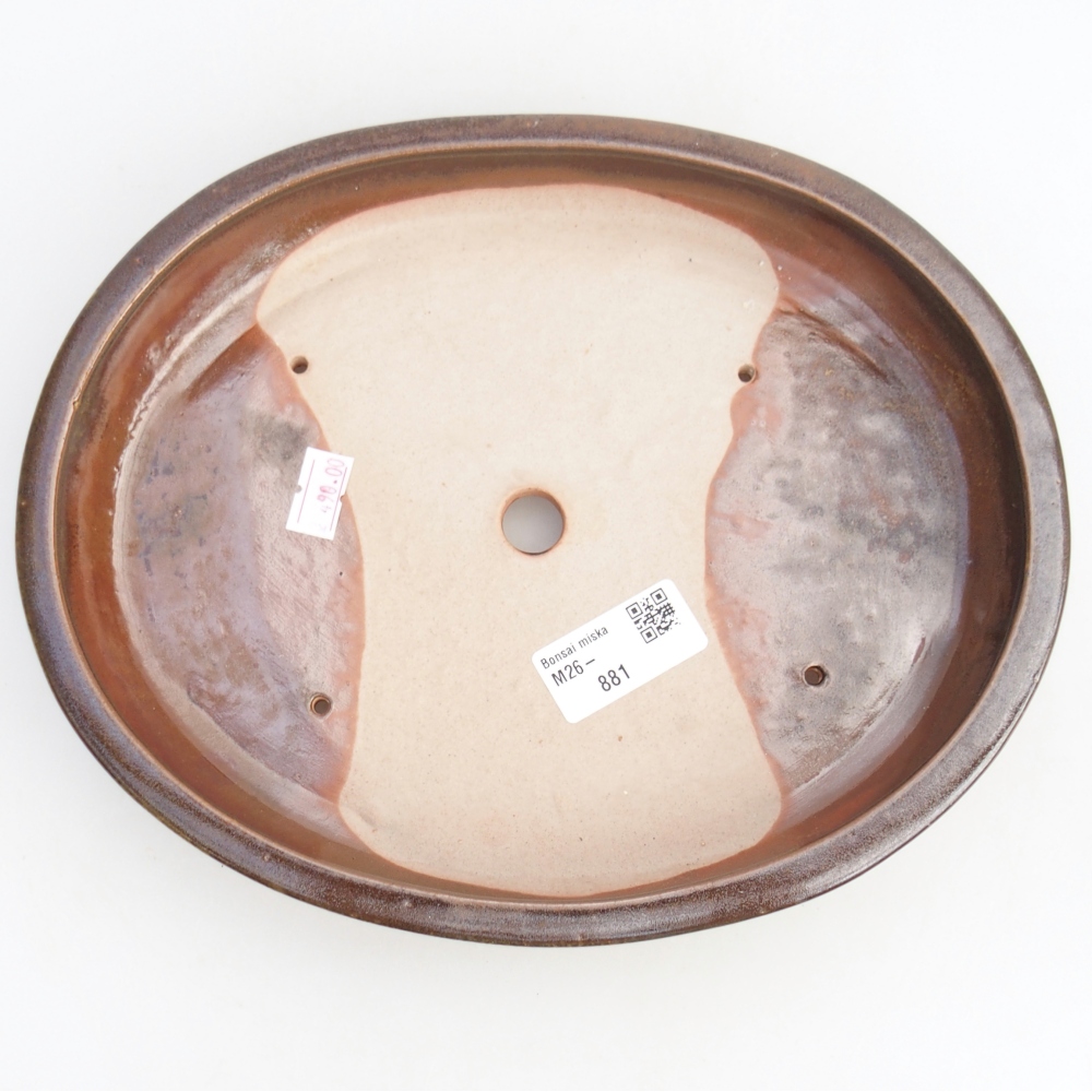 Bonsaischaal van keramiek 24,5 x 20 x 4 cm, bruin