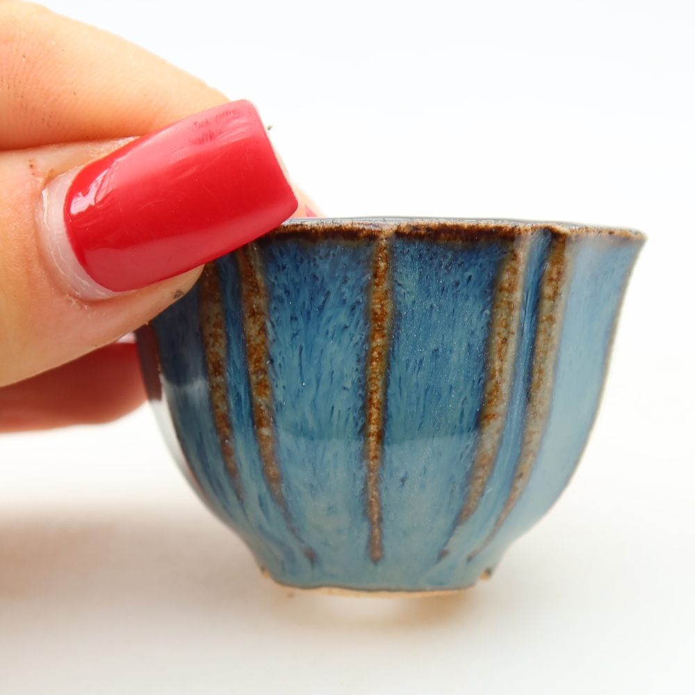 Keramische bonsaischaal 5,5 x 5,5 x 3,5 cm, kleur: blauw