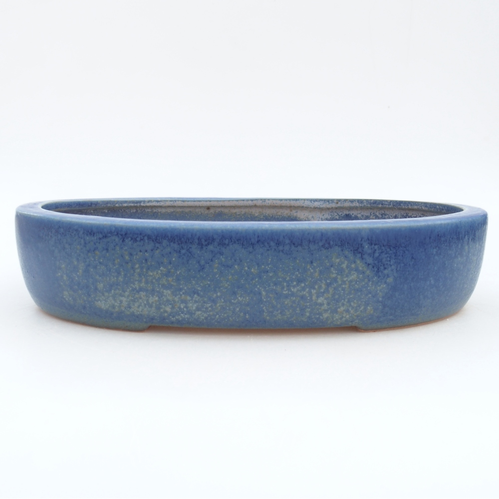 Bonsaischaal van keramiek 26,5 x 21 x 5 cm, kleur blauw