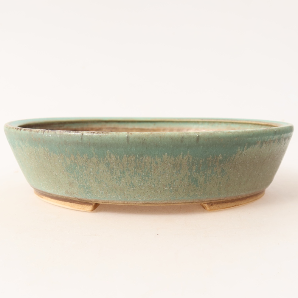 Bonsaischaal van keramiek 18,5 x 16,5 x 4,5 cm, groen